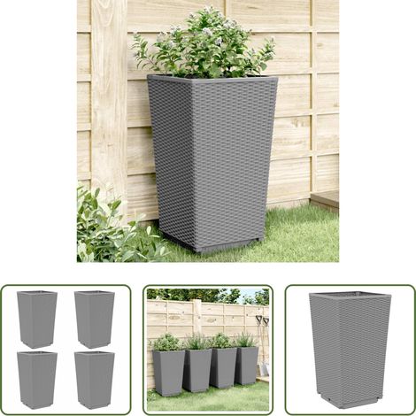 Gartenanlage - Pflanzkübel 4 Stk. Hellgrau 32,5x32,5x57 cm PP (1/5)