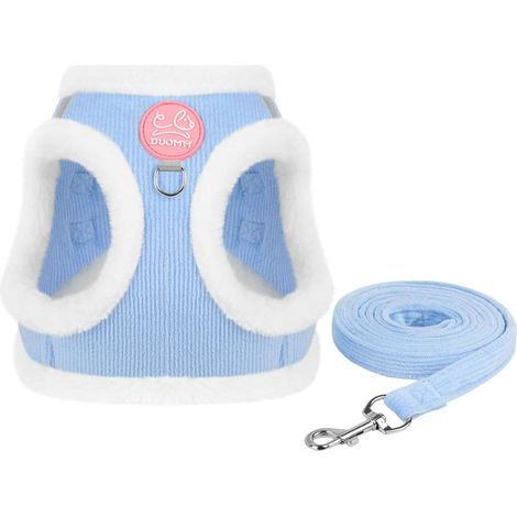 Isoliertes Hundegeschirr mit Leine zum Spazierengehen, blau S