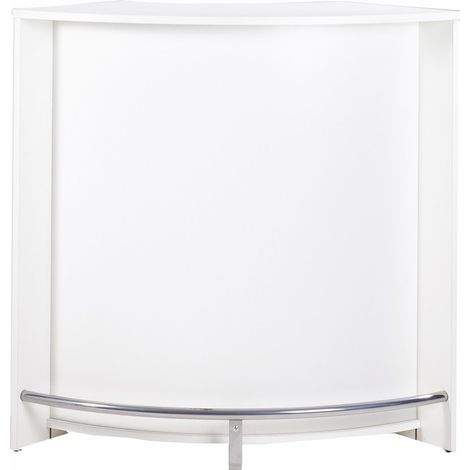 M&S – Meuble bar comptoir cuisine blanc 107 cm – 2 tablettes réglables – Repose-pieds métallique – Éco-conçu en panneaux mélaminés (1/2)