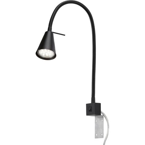 LED Leselampe mit Schalter, schwenkbar, eckig, GU10, 400lm, warmweißes Licht, Wandleuchte, Wandlampe, Bettlampe, Lampe Bett, Leselicht, 40,3cm,Schwarz