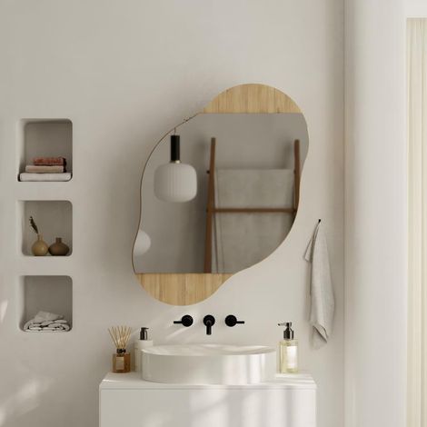 Specchio da Bagno con Armadietto Nuvola 60x13x75 cm in Melamina Zaffiro di Quercia (1/4)