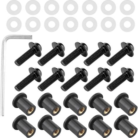 Kit de montage universel pour pare-brise de moto, comprenant 10 boulons, écrous et rondelles, noir. (1/5)