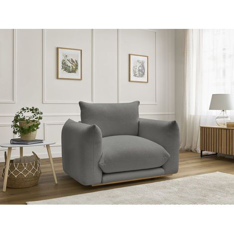 BOBOCHIC - Fauteuil ERNEST tissu bouclette Gris foncé (1/5)