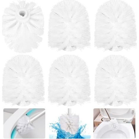 Lot de 6 têtes de brosse WC de rechange en plastique, 7,5 x 6 cm, durables, pour salle de bain, hôtel, maison (blanc) (1/5)