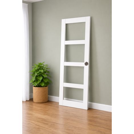 Porte Coulissante Tana Blanc Vitree H204 X L63, Serrure A Condamnation Gd Menuiseries