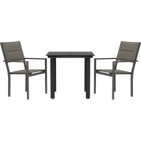 Maison Exclusive - 3-tlg. Garten-Essgruppe Schwarz Stahl und Text
