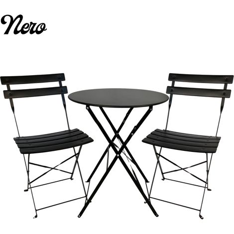 Set bistro - Giotto - tavolo con due sedie - Colore: Nero (1/5)