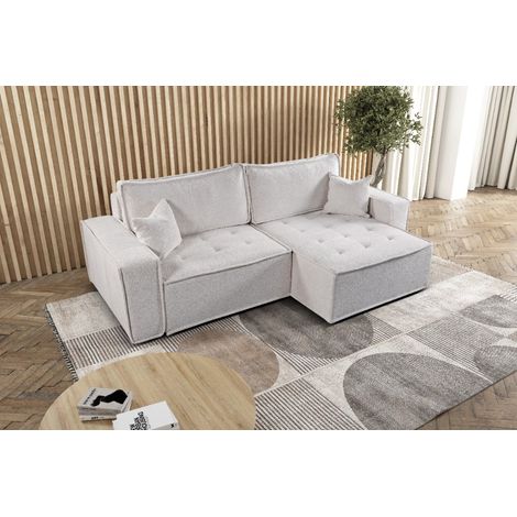 L-förmiges Bohoo-Ecksofa mit Schlaffunktion Hellbeige Rechts (1/5)
