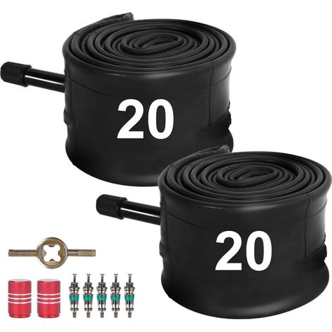 Tubes de vélo de 20 Pouces, Chambre à air de vélo très résistante Compatible avec 20 x 1.75/1.95/2.0/2.125/2.25/2.30/2.35/2.40 Chambres à air (2 Pack) (1/5)