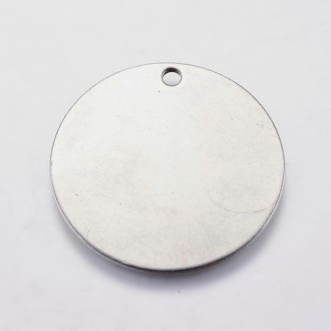 10 étiquettes vierges rondes plates à estamper, 30 x 1 mm, en acier inoxydable, pour la création de bijoux, l'artisanat et la personnalisation ( ) (1/2)