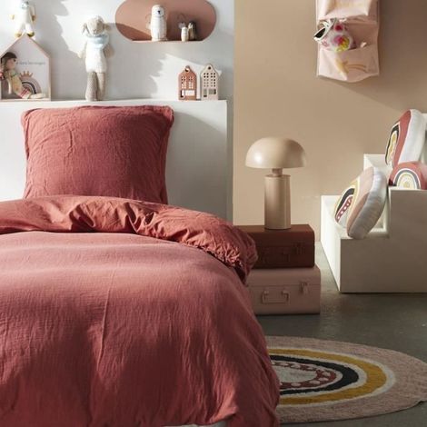 Set di biancheria da letto - TODAY - 123334 - 1 persona - 140x200 cm - Garza di cotone unito - Terracotta