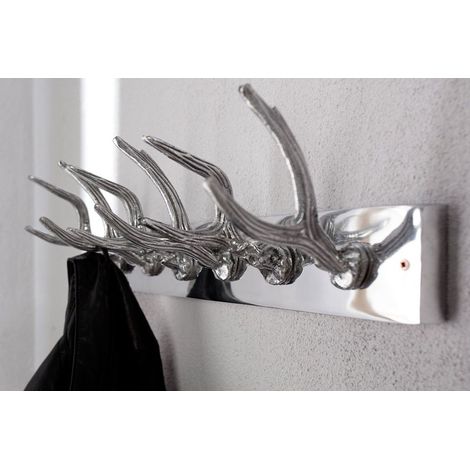 Wandgarderobe in Silber Geweih Optik Flur Wandhaken