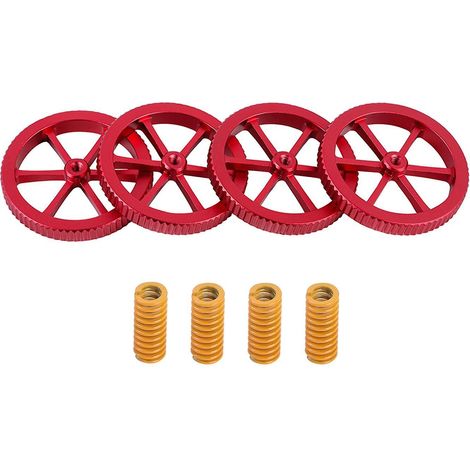 Creality 3D Manuelles Nivellierungs-Verschleißset, 4 Stück rote Nivelliermuttern & 4 Stück Formfedern für CR-Serie und (1/5)