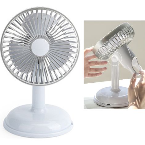 Mini-Elektro-Tischventilator, tragbar, Retro-Stil, einfarbig, USB-aufladbar, hellblau, für den Sommer (1/5)