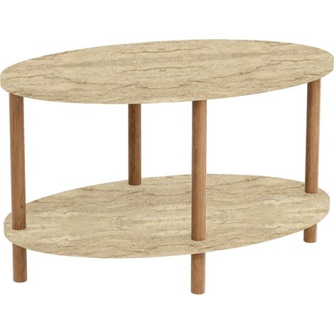 Mesa auxiliar/consola ovalada 43 x 70 x 44 cm travertino natural 030010829