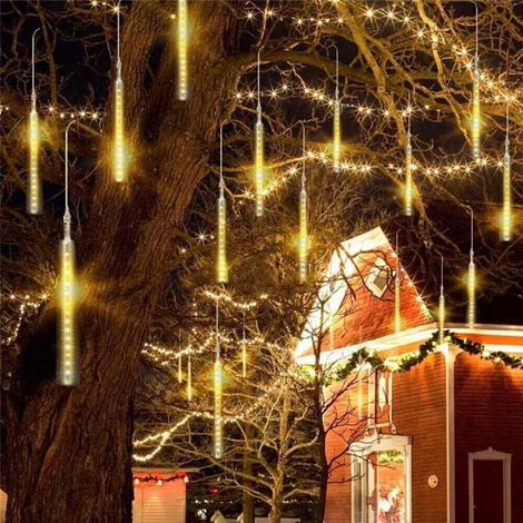 Guirlande lumineuse extérieure effet pluie de météores, 50 cm, 10 tubes, sapin de Noël enneigé (1/5)