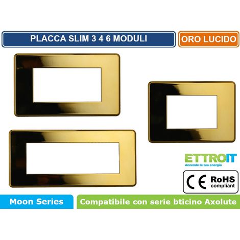 ETTROIT AN87612 Placca Slim Sottile 6P colore Oro Lucido Compatibile Con Bticino Axolute Air (1/4)