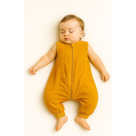 Sacco nanna in mussola per bambini con gambe L 9-24 mesi estate TOG 1.0 - senape (1/5)
