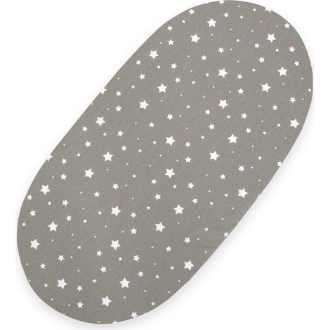 Lenzuolo con angoli in cotone per culla Boho Moses, passeggino Gondola 75x35 cm - Mini stelle su grigio (1/3)