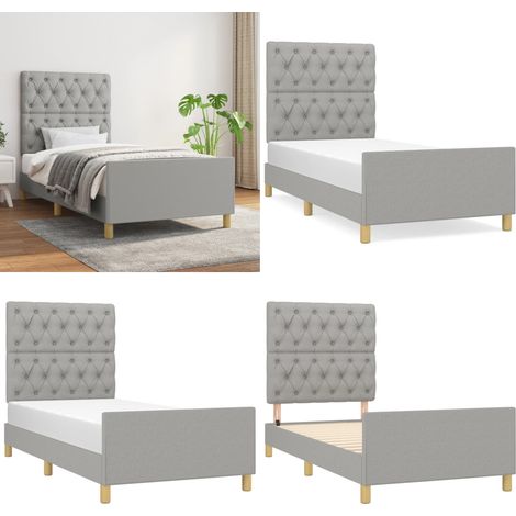 Giroletto senza Materasso Grigio Chiaro 80x200 cm Tessuto - Testiera per letto - Letto con testiera