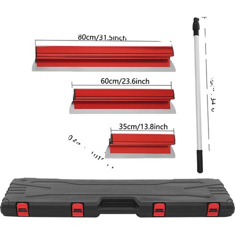 Herramientas para alisar placas de yeso, mango ajustable, juego multifuncional, color plata y rojo. (1/2)