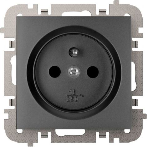 Enchufe Vestra 2P+Z sin marco, empotrable, IP20, negro, 3833-19