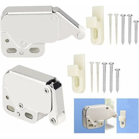 2PCS Fermeture à Ressort Porte d'Armoire Charnière Porte Placard en Inox Fermeture à Ressort Porte d'Armoire Ressort Porte d'Armoire Charnière de Porte avec 6 Vis 4 Clous pour Porte Fenêtre (1/5)