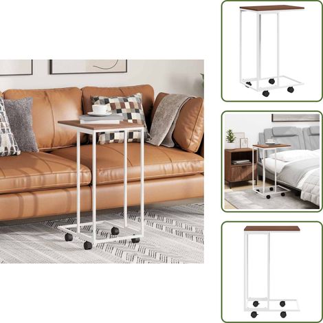 Beistelltisch mit Rollen Weiß 40x30x63,5 cm Holzwerkstoff - Couchtisch - Beistelltisch - Side Table - Holzwerkstoff - Weißer Couchtisch (1/5)