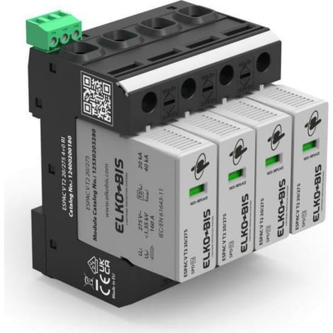 Protector contra sobretensiones espac V T2 20/275 4+0 RI 12400200180