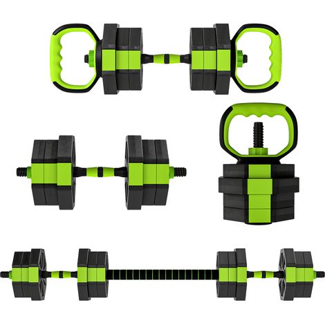 Ensemble d’haltères réglables de 20 kg 6 en 1 comme stand de pompes à barre kettlebell, support pour la salle de sport à domicile, haltères (1/5)