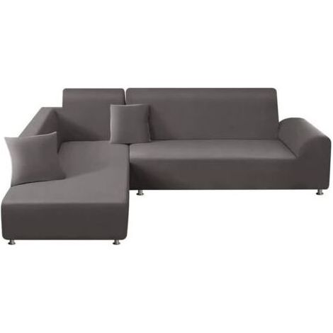 Housse de canapé d'angle extensible avec accoudoirs en L, housse de canapé d'angle en L avec 1 taie d'oreiller, taille unique : 90-140 cm (1/5)