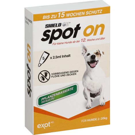 ShieldOn Spot On Floh- und Zeckenschutz für kleine Hunde - 5 x 2,5 ml (1/2)
