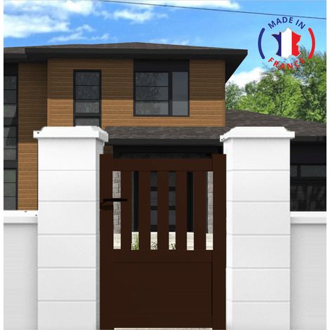 Packit – Portillon aluminium semi-ajouré en kit L.1000 x H.1300 mm – Résistant aux UV – Montage facile – Couleur marron (RAL 1247)