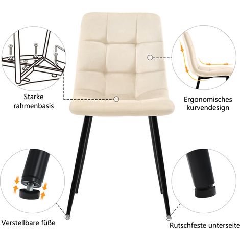 Table à manger rectangulaire 117cm avec 4 chaises, ensemble cuisine moderne, fauteuils velours beige, pieds dorés, salle à manger (1/5)