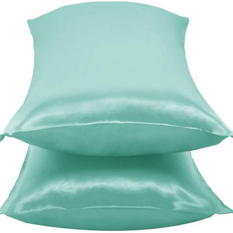Taie d'oreiller en pure soie naturelle, vert pastel, coussin 50x75cm, housse de nuit premium, douce et hypoallergénique (1/3)