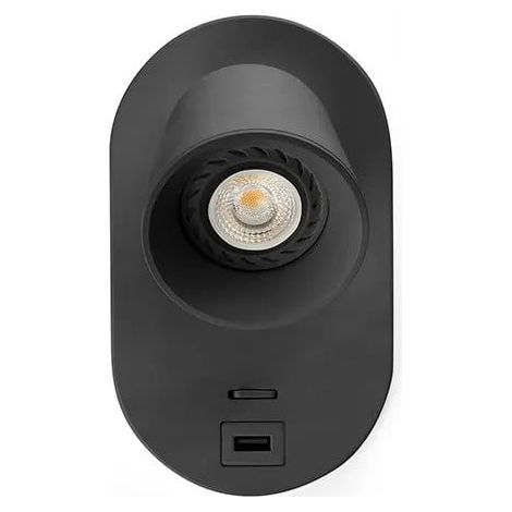 Lampada da parete CORB nera liscia con interruttore 40136N (1/4)