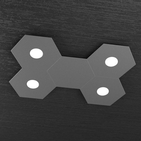 Plafoniera Moderna 5 Moduli Hexagon Metallo Grigio Antracite 4 Luci Led 12X4W (1/3)