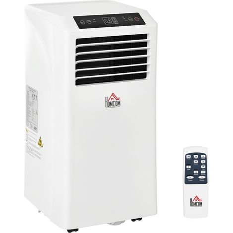 Climatiseur mobile 3 en 1 blanc 9000 BTU avec télécommande, minuterie 24h, compact sur roulettes pour appartement et bureau