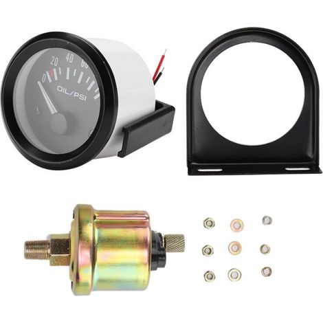 Manomètre de pression d'huile électromagnétique 52mm – Plage de mesure 0-100 PSI – Matériau ABS – Compatible 12V automobile (1/4)