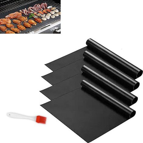 Tapete para barbacoa，Juego de 4 tapetes para hornear，Tapete para parrilla de barbacoa，Tapete para parrilla de bandeja para hornear，40x50cm