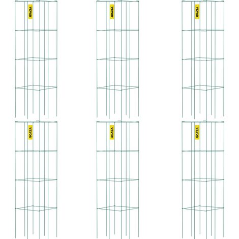 VEVOR Jaulas para Tomates, 37 x 37 x 100 cm, 6 Paquetes de Jaulas Cuadradas de Soporte para Plantas, Torres de Tomates de Acero Recubiertas de PVC Verde para Trepar Verduras, Plantas, Flores