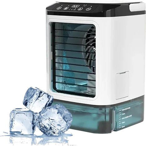 Tragbarer Klimaventilator mit Doppelnebelfunktion, 3-stufiger Regulierung, leiser Betrieb, ideal für Zuhause