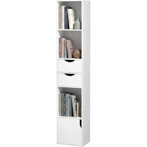 HOMCOM Libreria con Cassetti e Ripiano Regolabile, 158 cm, Bianco (1/5)