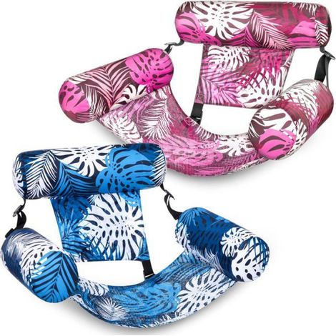 Lot de 2 Bouées Chaise Longue Gonflables Adultes, Flottantes Piscine Plage Lac Fête Été, Accessoire Aquatique (1/5)