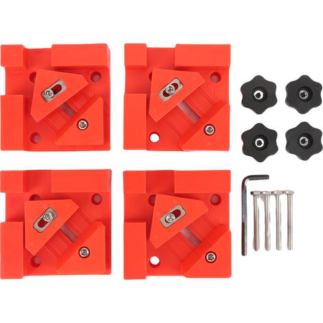Pinces d'angle de couleur rouge, 4 pièces, pince à ressort réglable à Angle droit de 90 degrés pour le travail du bois (1/5)