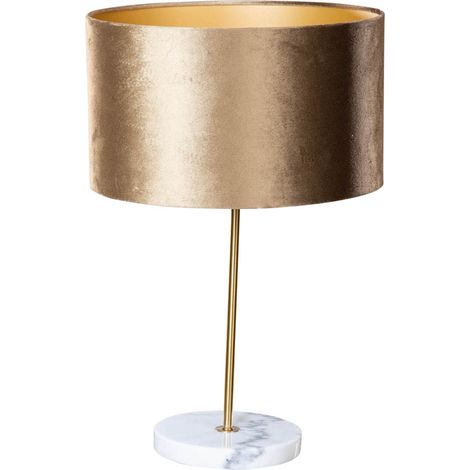Tischleuchte Messing mit braunem Samt-Schirm 35cm - Kaso