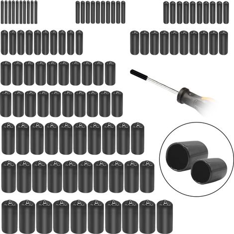 Protections de Filetage de vis-Lot de 200 Caoutchouc PVC Capuchons Ronds,Couvercle en Caoutchouc,pour Tubes Ronds(10 Tailles),Noir (2.5-11.5mm) (1/5)