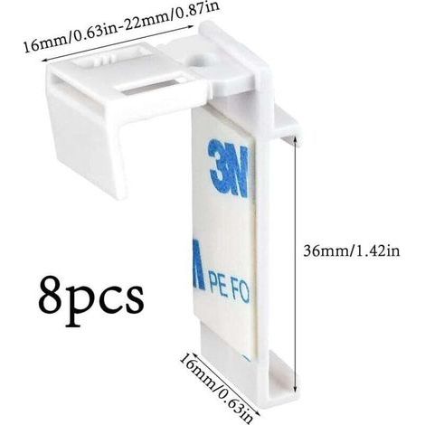 Kit di 16 tende a rullo , in plastica, senza foratura, per finestre in legno, battenti di porte, aste per tende, ganci per tende a rullo doppie (1/3)
