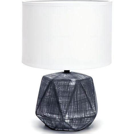 Lampe décorative en céramique à motif linéaire, culot E14, style moderne et luxueux. (1/3)