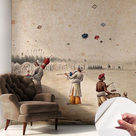 Carta da parati autoadesiva - impermeabile - murale da parete - decorazione murale - Aquiloni in volo 250x250 cm (1/5)